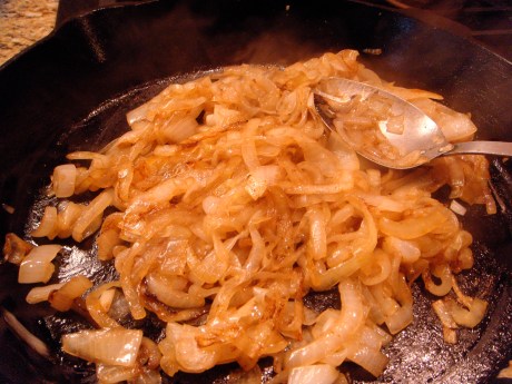 Caramelizing the onions.