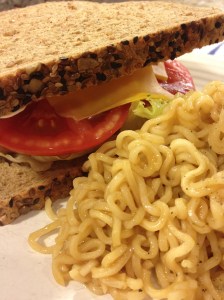 Sandwich and ramen